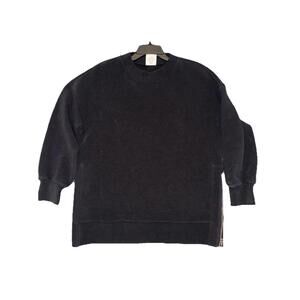 Varley Mae Boyfriend Sweat Black Ribbed Sweatshirt Women’s Sz XS Side Zip active